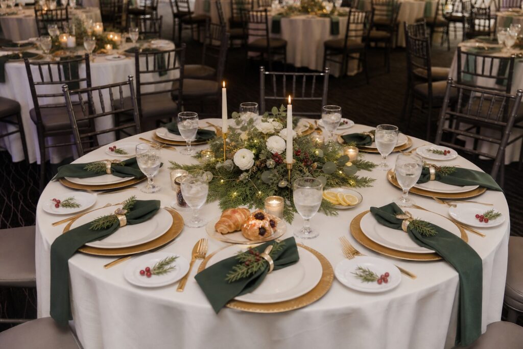 Family gathered around a holiday brunch table